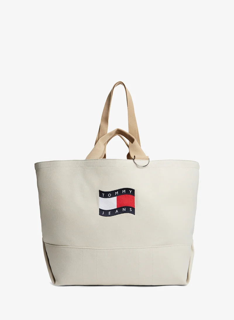 TOMMY JEANS Wavy Flag Canvas Tote Bag